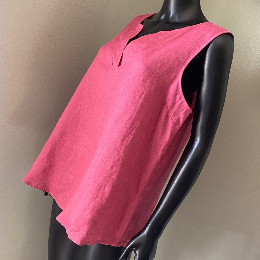 Harve Benard Pure Linen Blush Red Sleeveless Tank Top NWTs - Picture 4 of 10